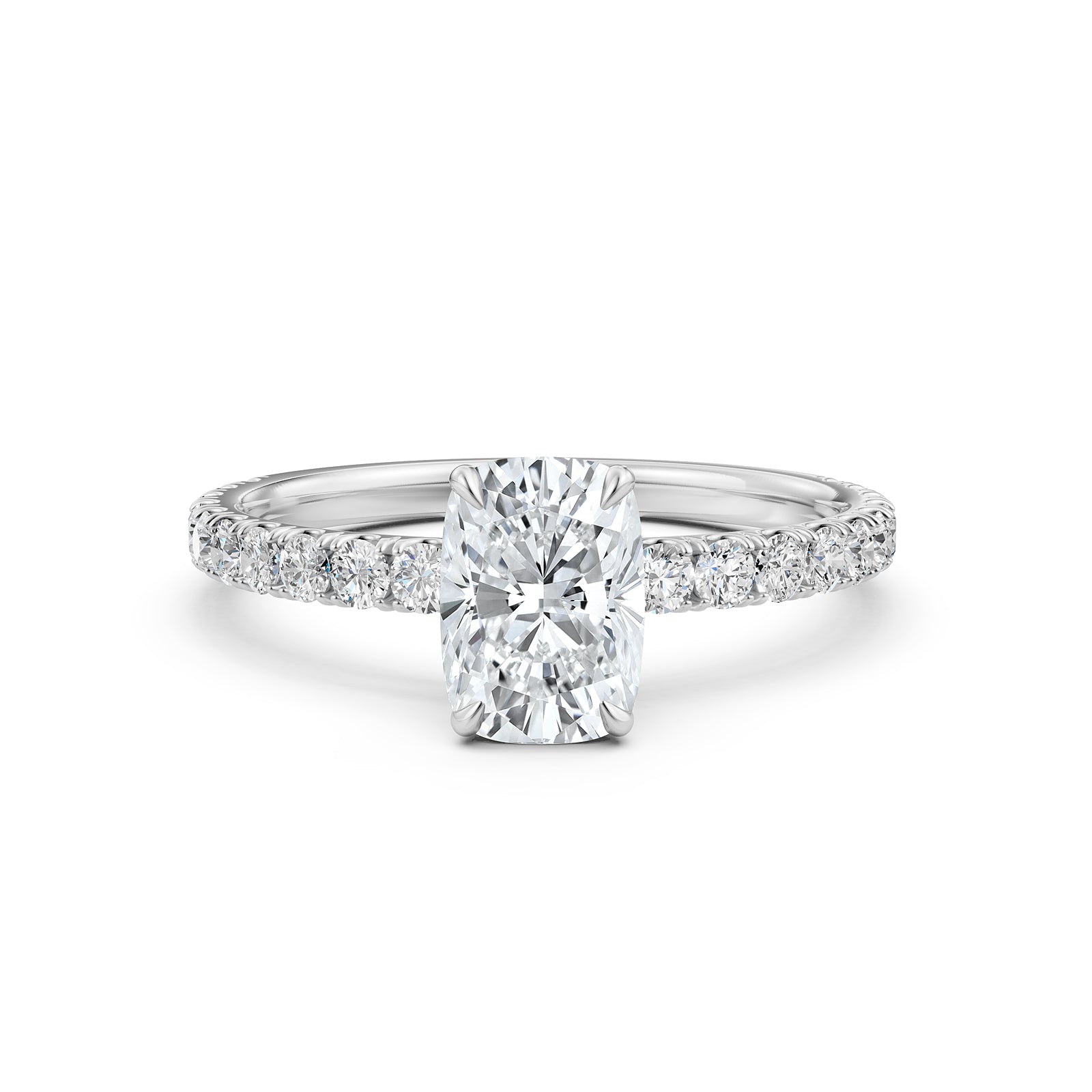 Cushion Lab Grown Diamond Engagement U Cut Prong Setting Ring